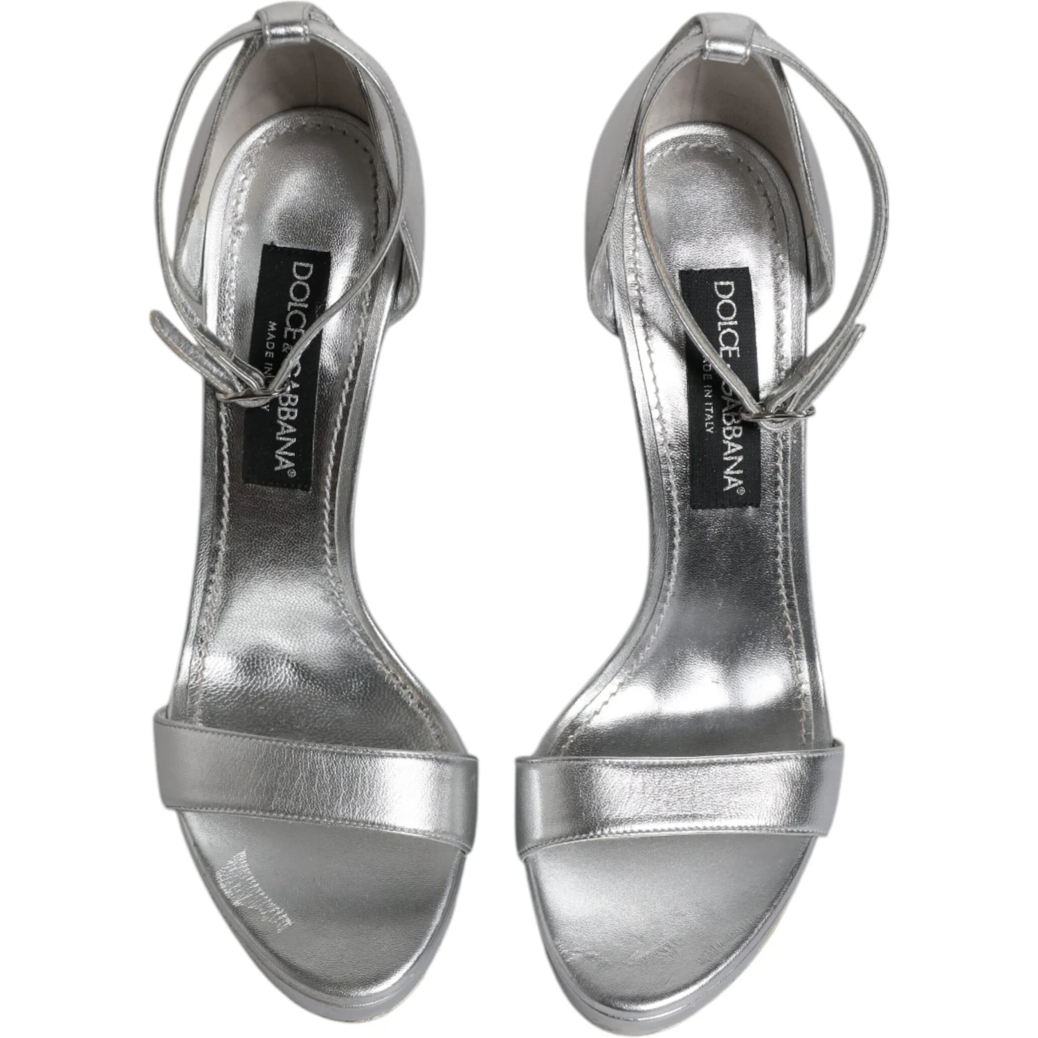 Silver Leather Platform Keira Sandals Shoes
