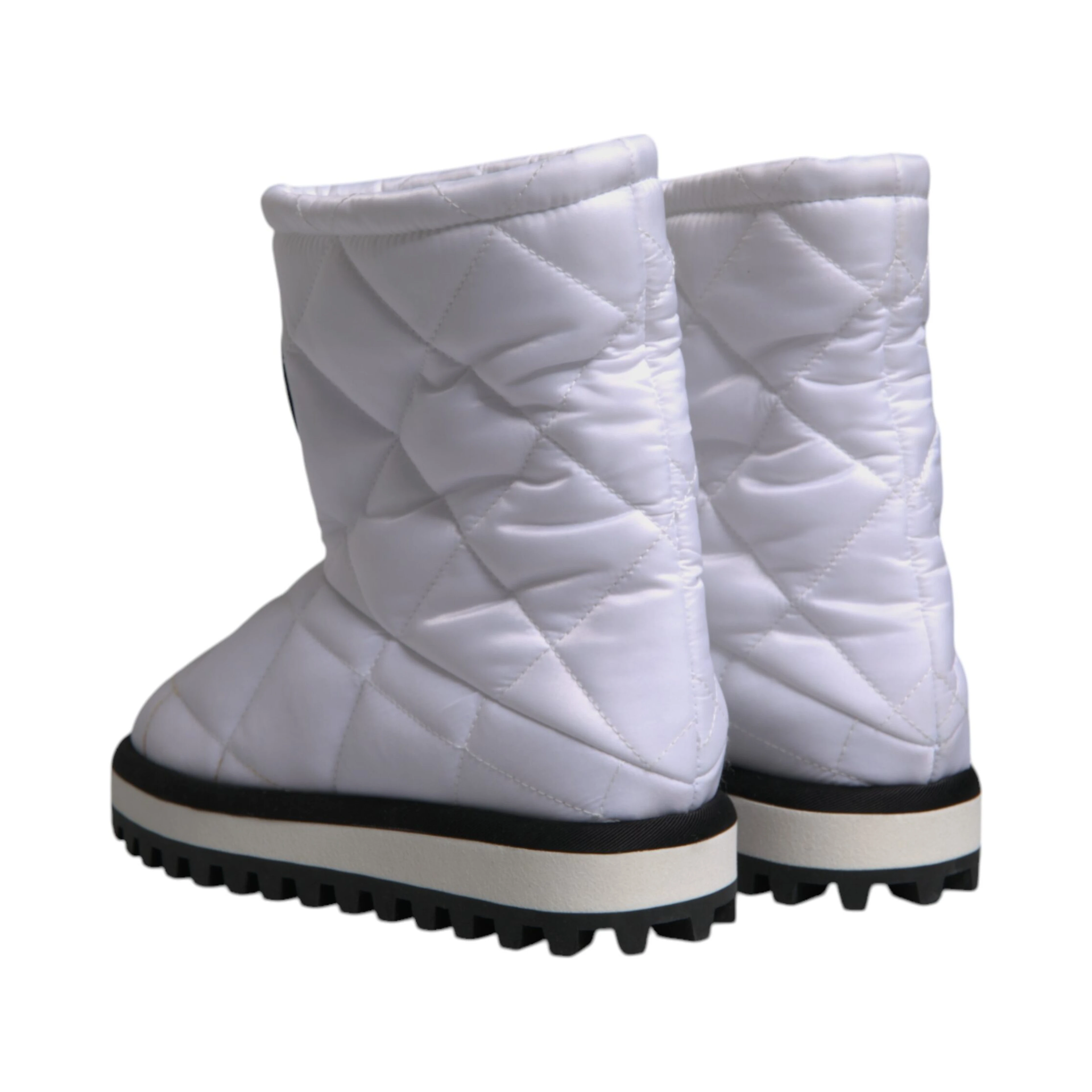 White Viscose Padded Mid Calf Boots Shoes