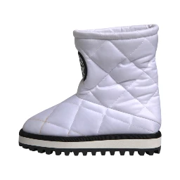 White Viscose Padded Mid Calf Boots Shoes