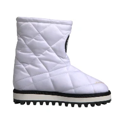 White Viscose Padded Mid Calf Boots Shoes