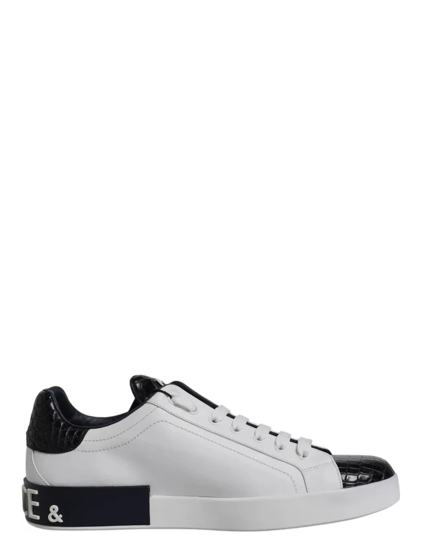 White Leather Logo Portofino Sneaker Shoes