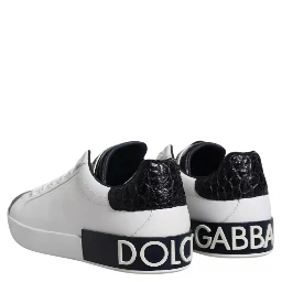 White Leather Logo Portofino Sneaker Shoes
