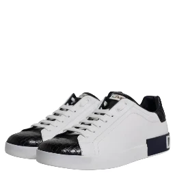 White Leather Logo Portofino Sneaker Shoes