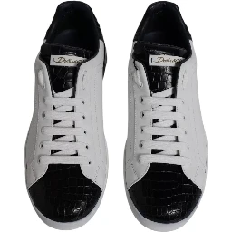 White Leather Logo Portofino Sneaker Shoes