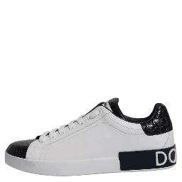 White Leather Logo Portofino Sneaker Shoes