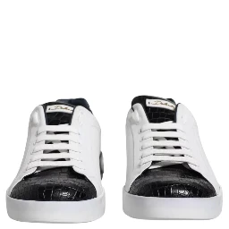 White Leather Logo Portofino Sneaker Shoes