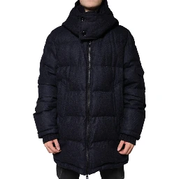 Black Nylon Hooded Puffer Men Coat Jacket