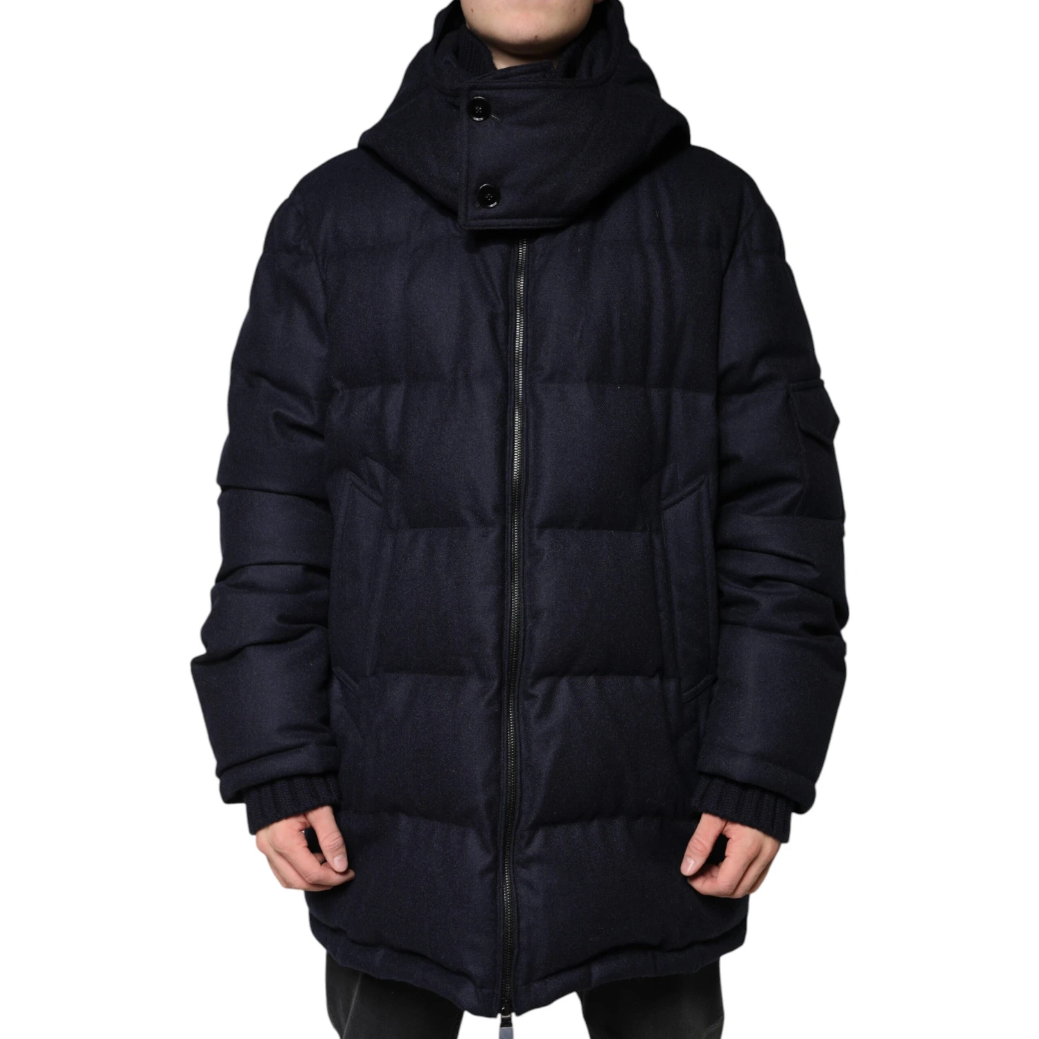 Black Nylon Hooded Puffer Men Coat Jacket