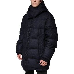 Black Nylon Hooded Puffer Men Coat Jacket