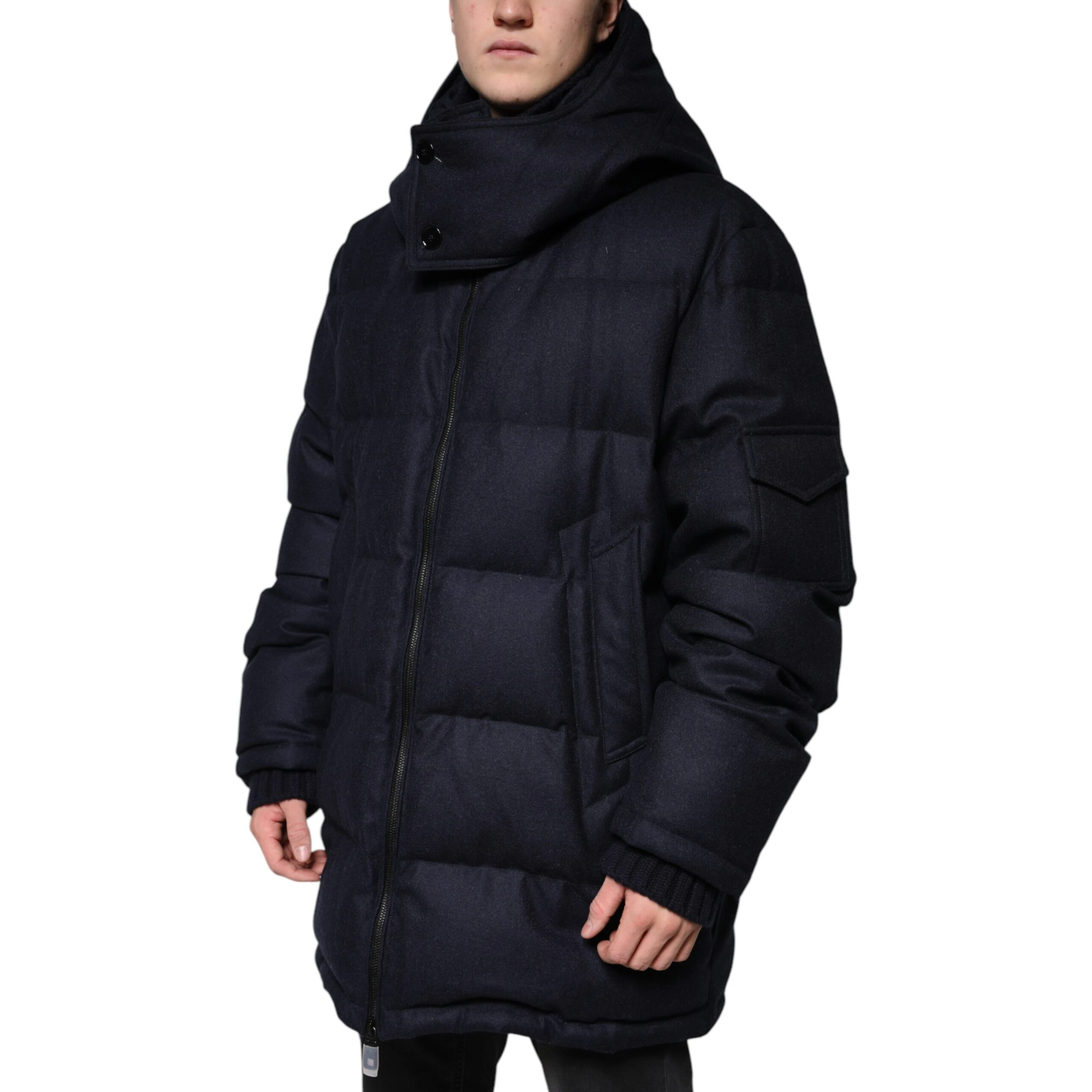 Black Nylon Hooded Puffer Men Coat Jacket