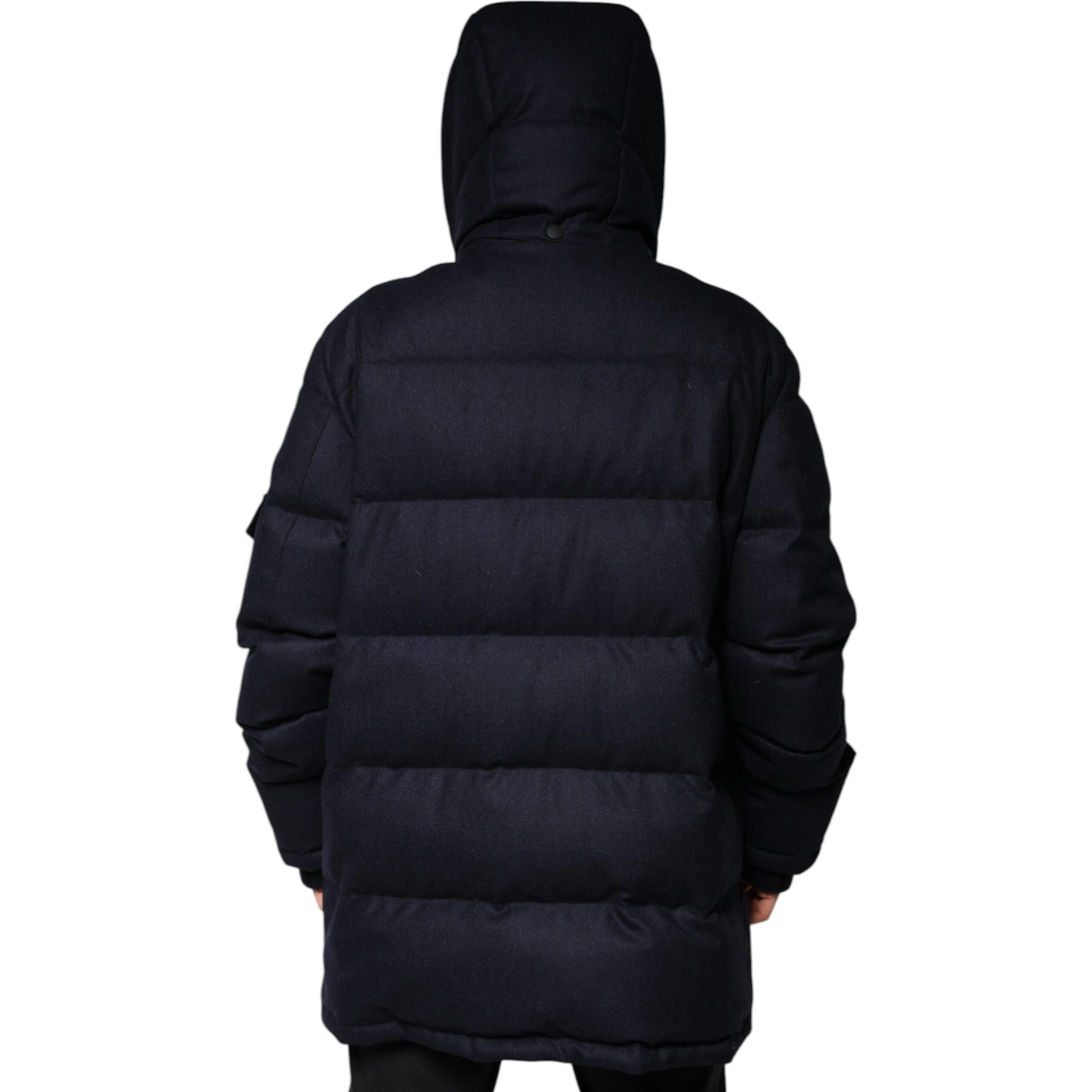 Black Nylon Hooded Puffer Men Coat Jacket
