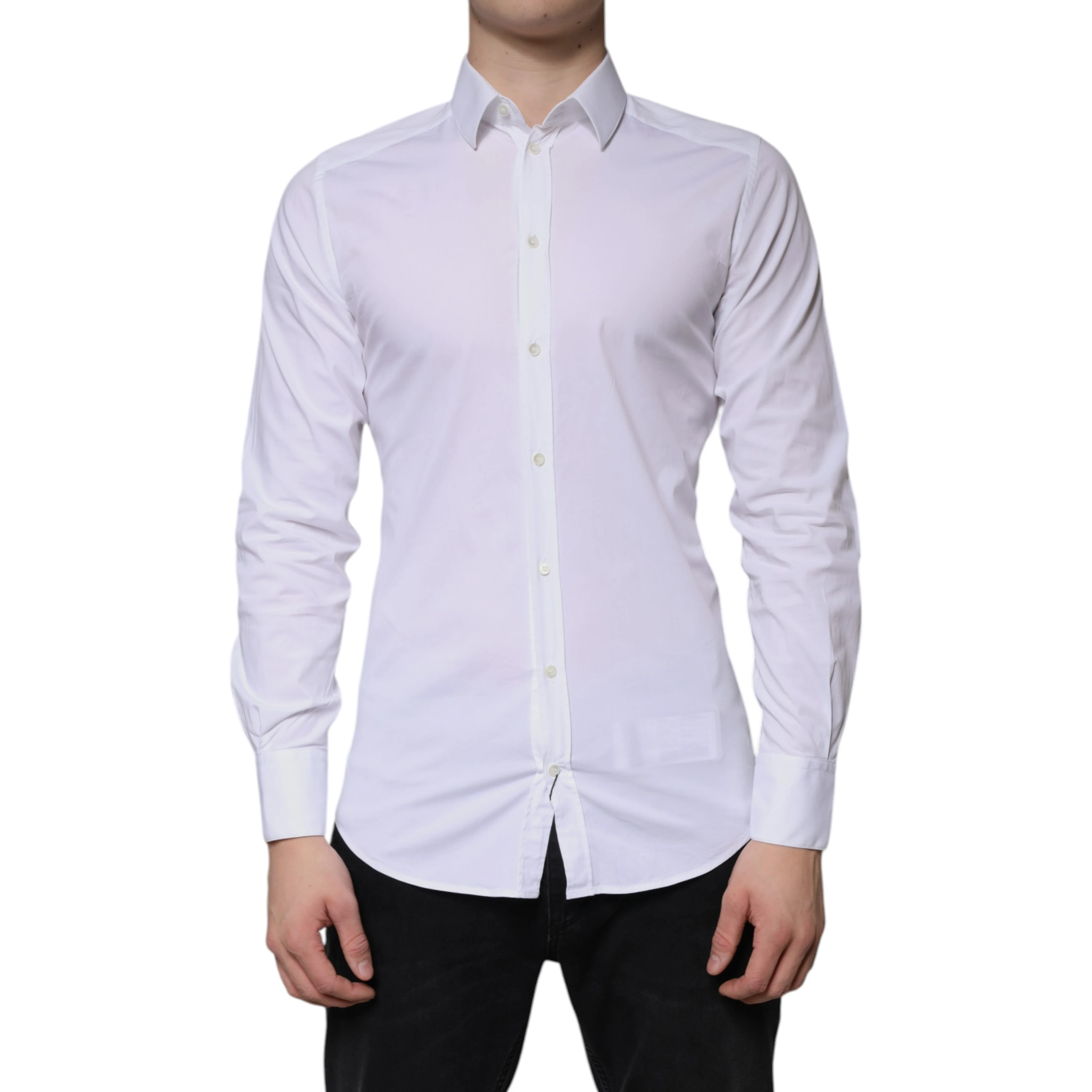 White Cotton Formal Men GOLD Dress Shirt