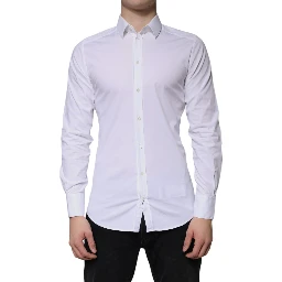 White Cotton Formal Men GOLD Dress Shirt