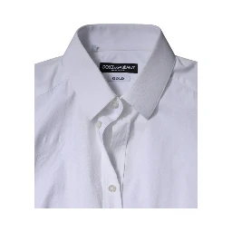 White Cotton Formal Men GOLD Dress Shirt