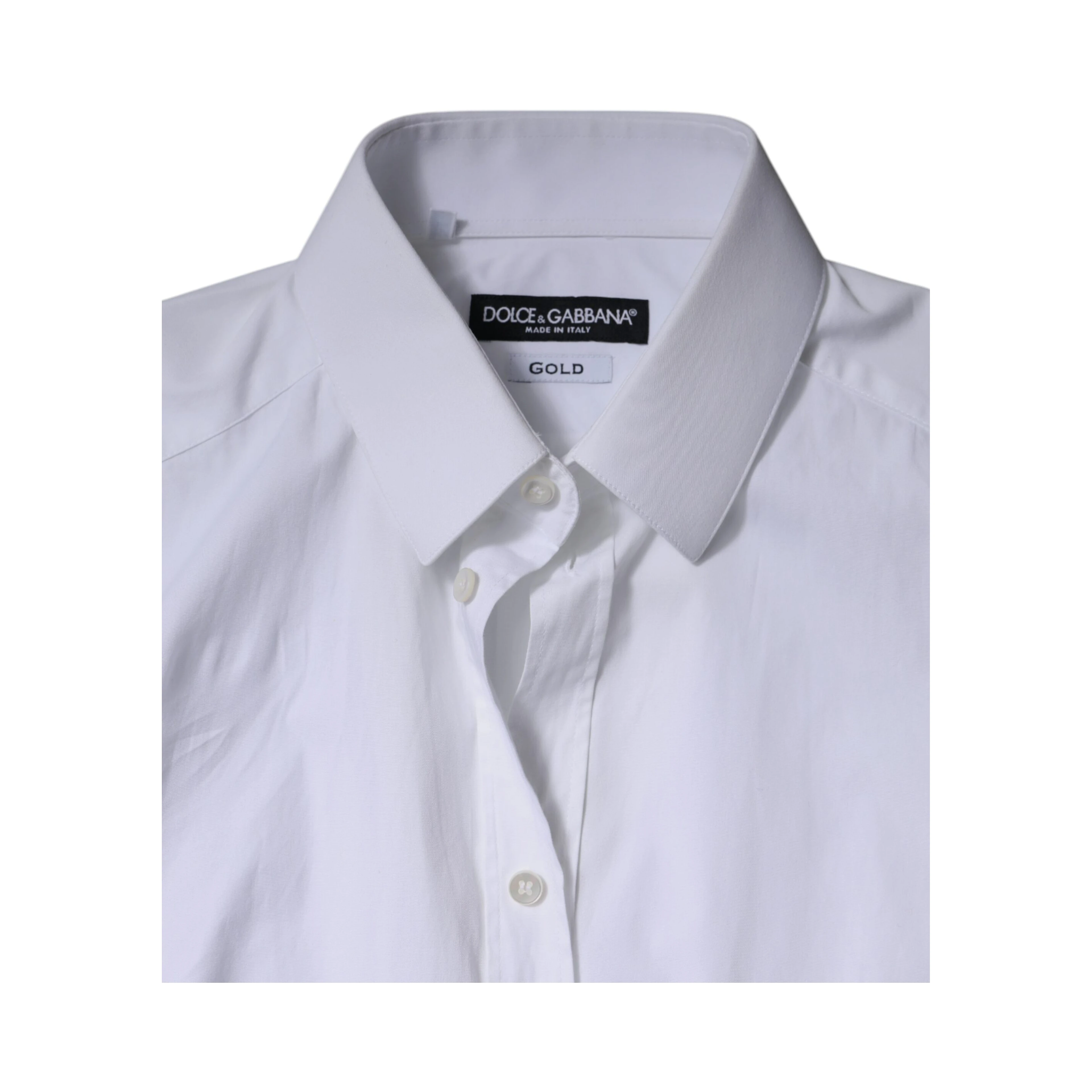 White Cotton Formal Men GOLD Dress Shirt