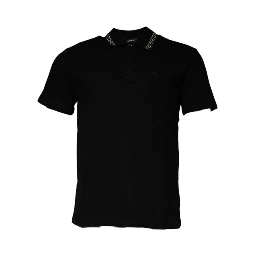 Black Viscose Collared Polo Short Sleeves T-shirt