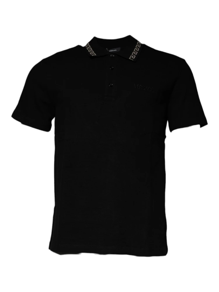 Black Viscose Collared Polo Short Sleeves T-shirt alternative