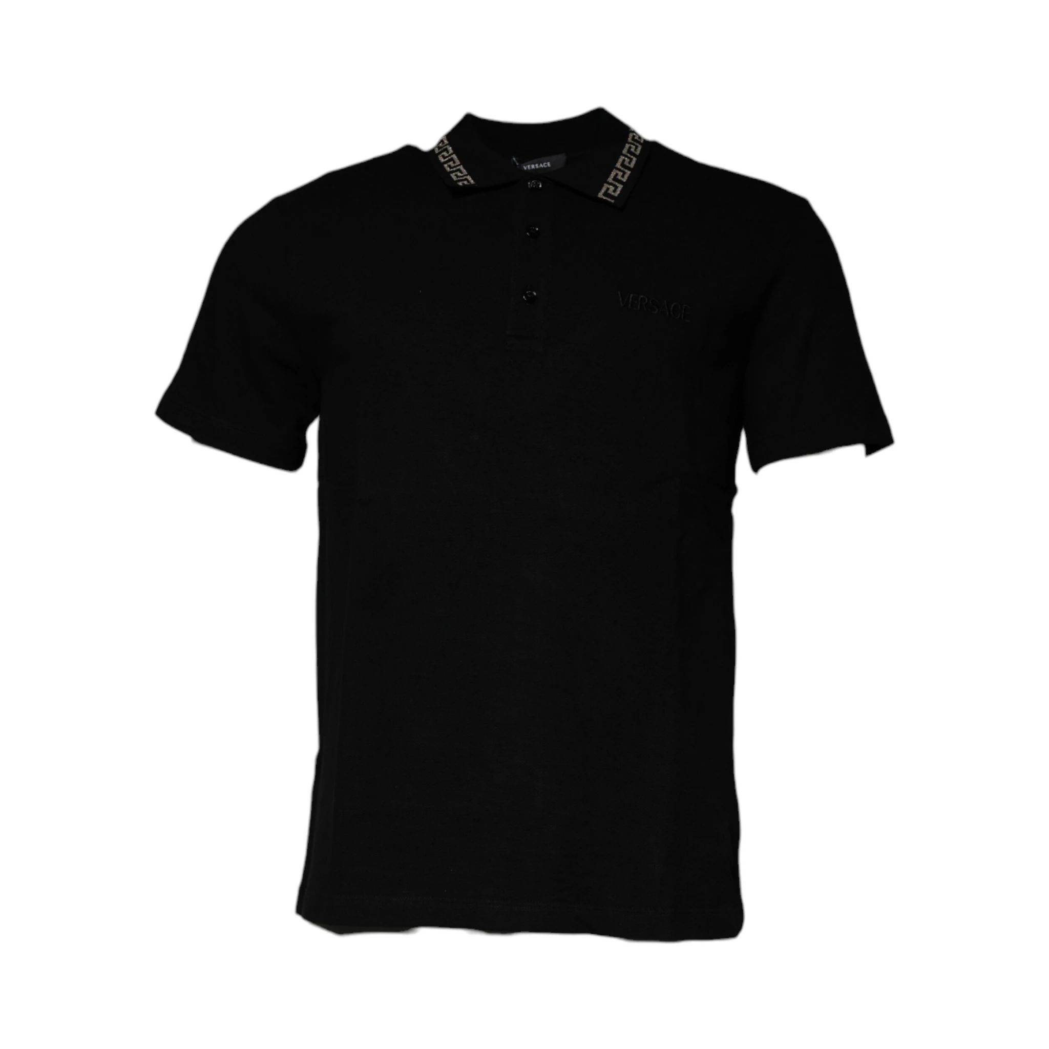 Black Viscose Collared Polo Short Sleeves T-shirt