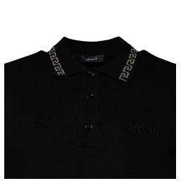 Black Viscose Collared Polo Short Sleeves T-shirt