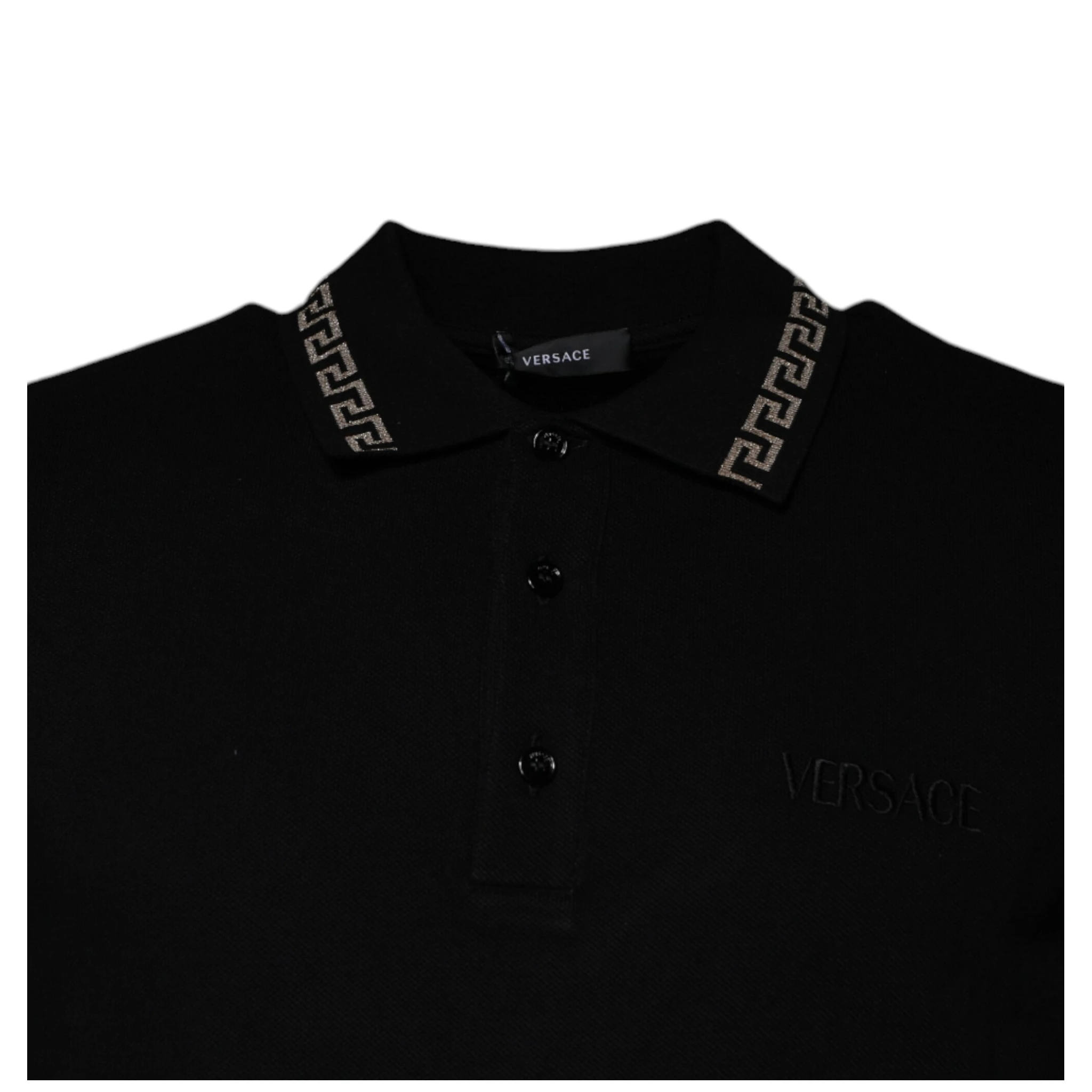 Black Viscose Collared Polo Short Sleeves T-shirt