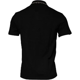 Black Viscose Collared Polo Short Sleeves T-shirt