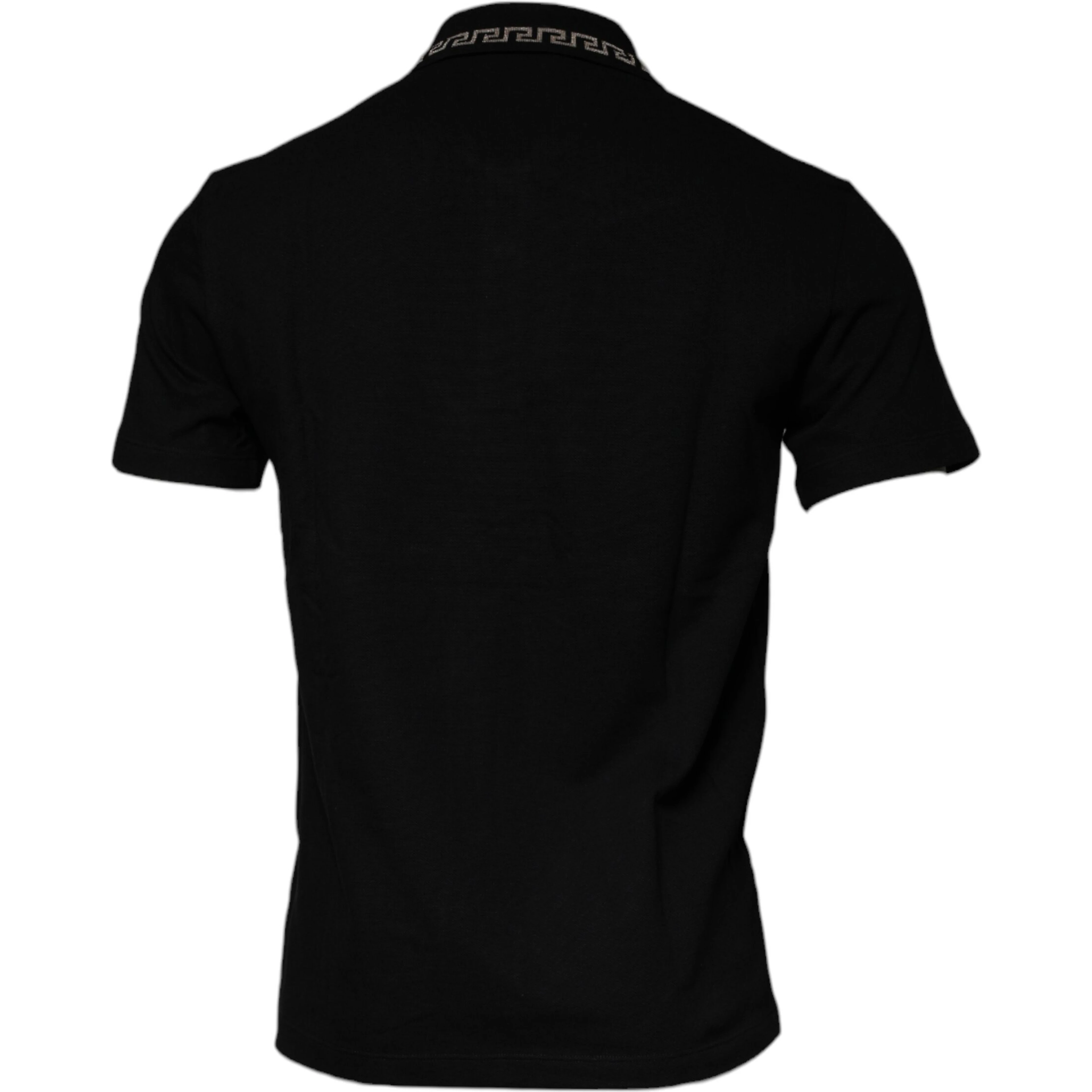 Black Viscose Collared Polo Short Sleeves T-shirt