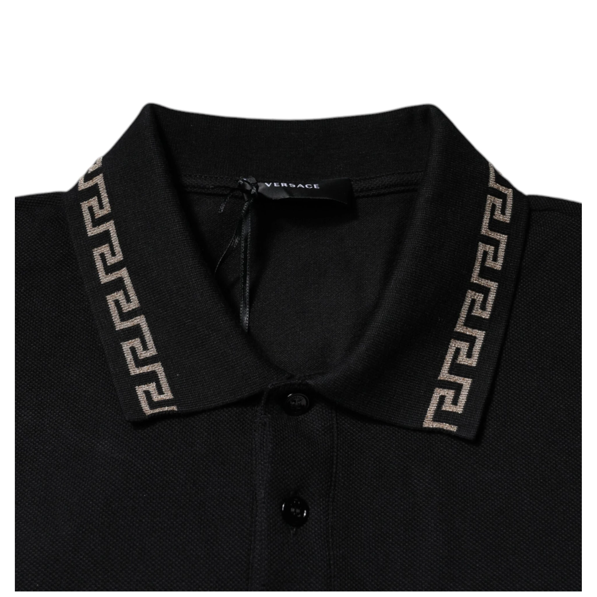 Black Viscose Collared Polo Short Sleeves T-shirt