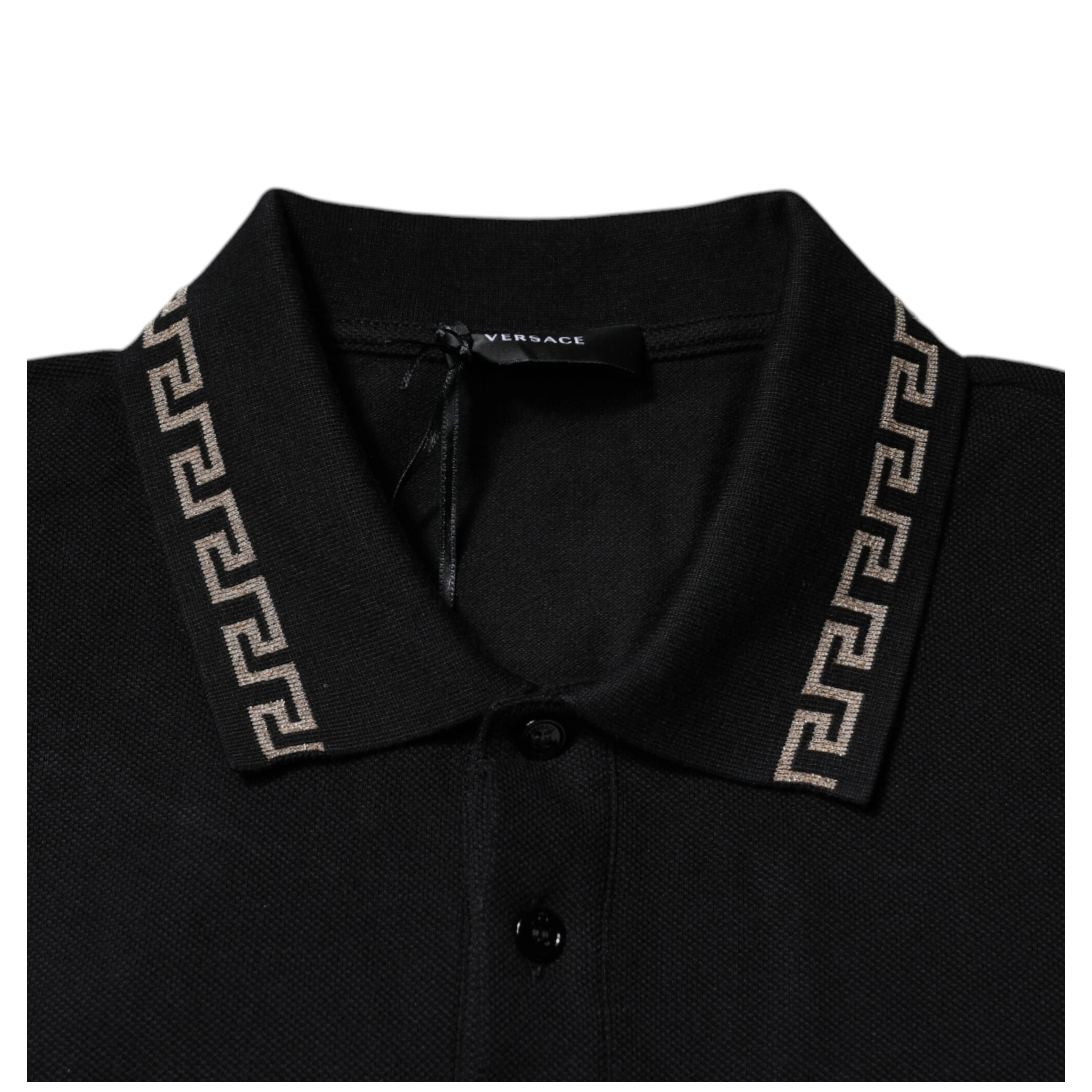 Black Viscose Collared Polo Short Sleeves T-shirt