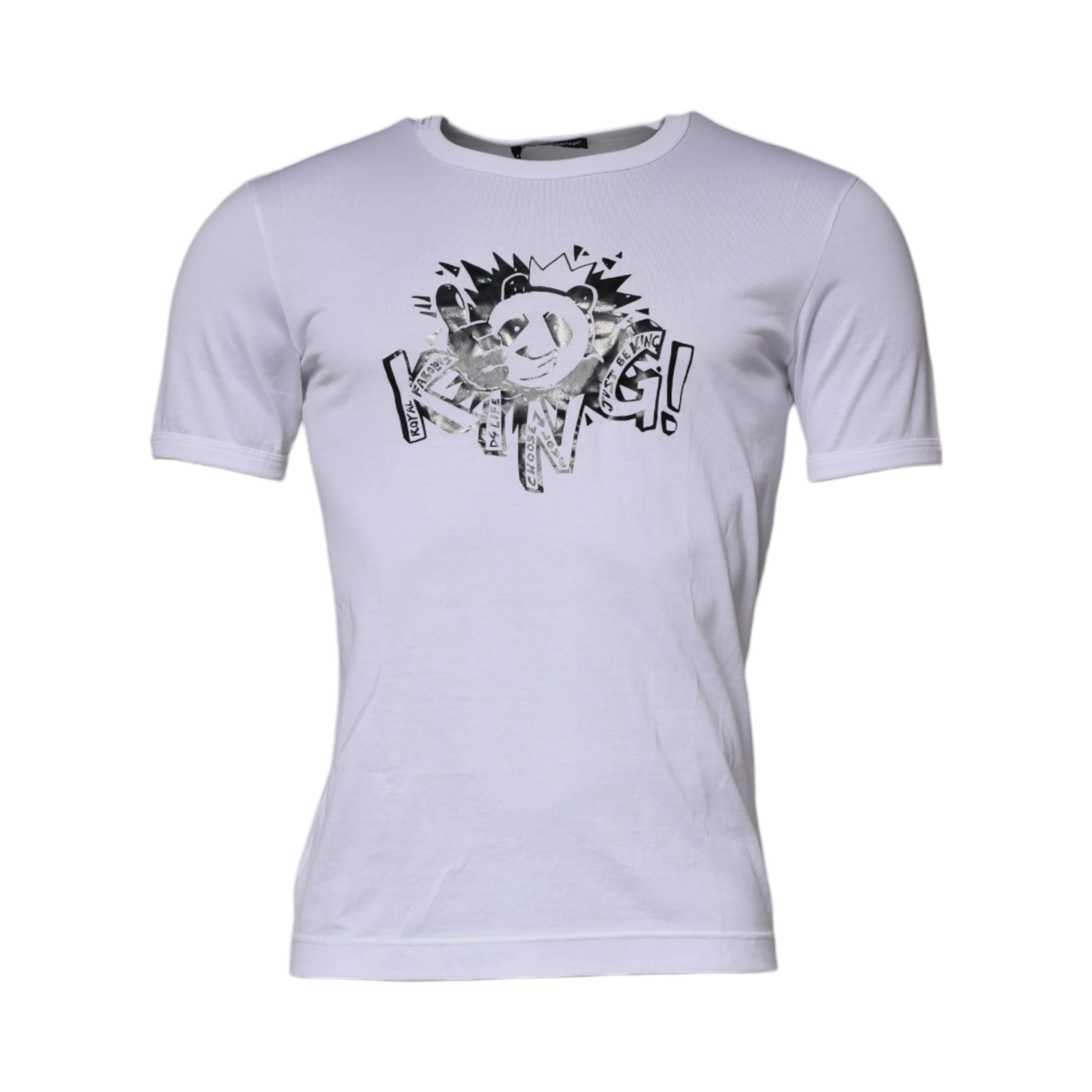 White Panda King Cotton Crew Neck T-shirt