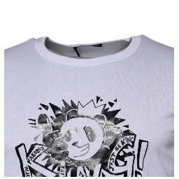 White Panda King Cotton Crew Neck T-shirt
