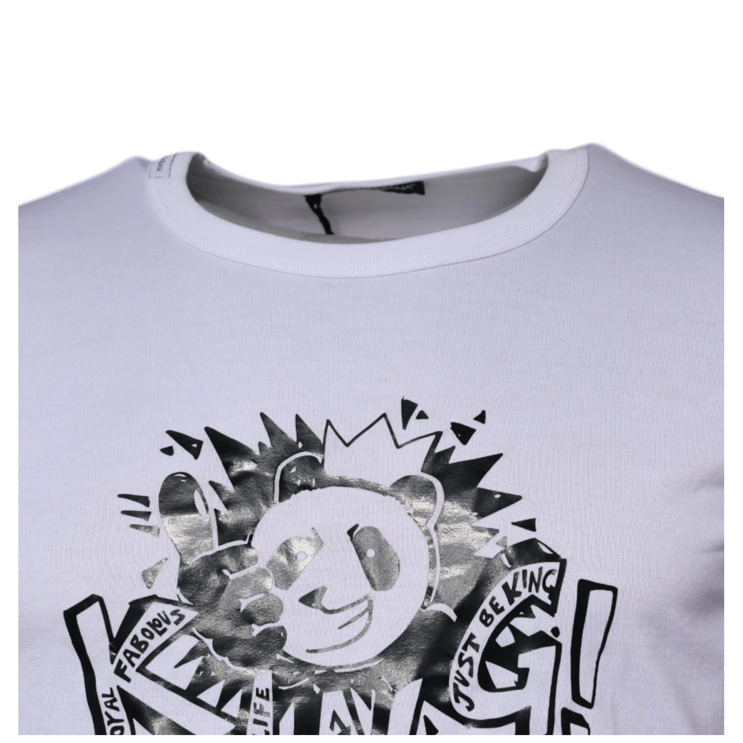 White Panda King Cotton Crew Neck T-shirt