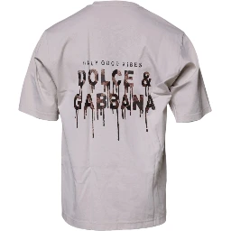 Beige DG Logo Crew Neck Short Sleeves T-shirt
