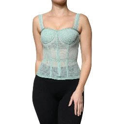 Green Cotton Bustier Corset Sleeveless Top