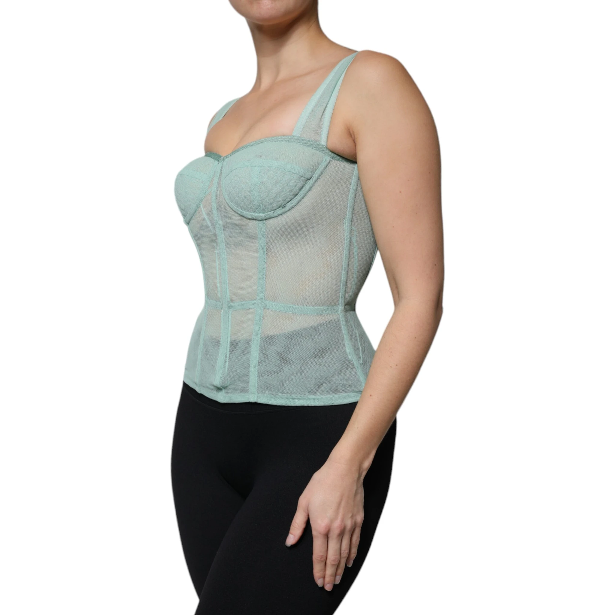 Green Cotton Bustier Corset Sleeveless Top