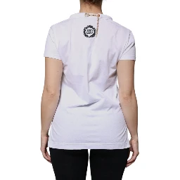 White Cotton Necklace Chain Short Sleeves T-shirt