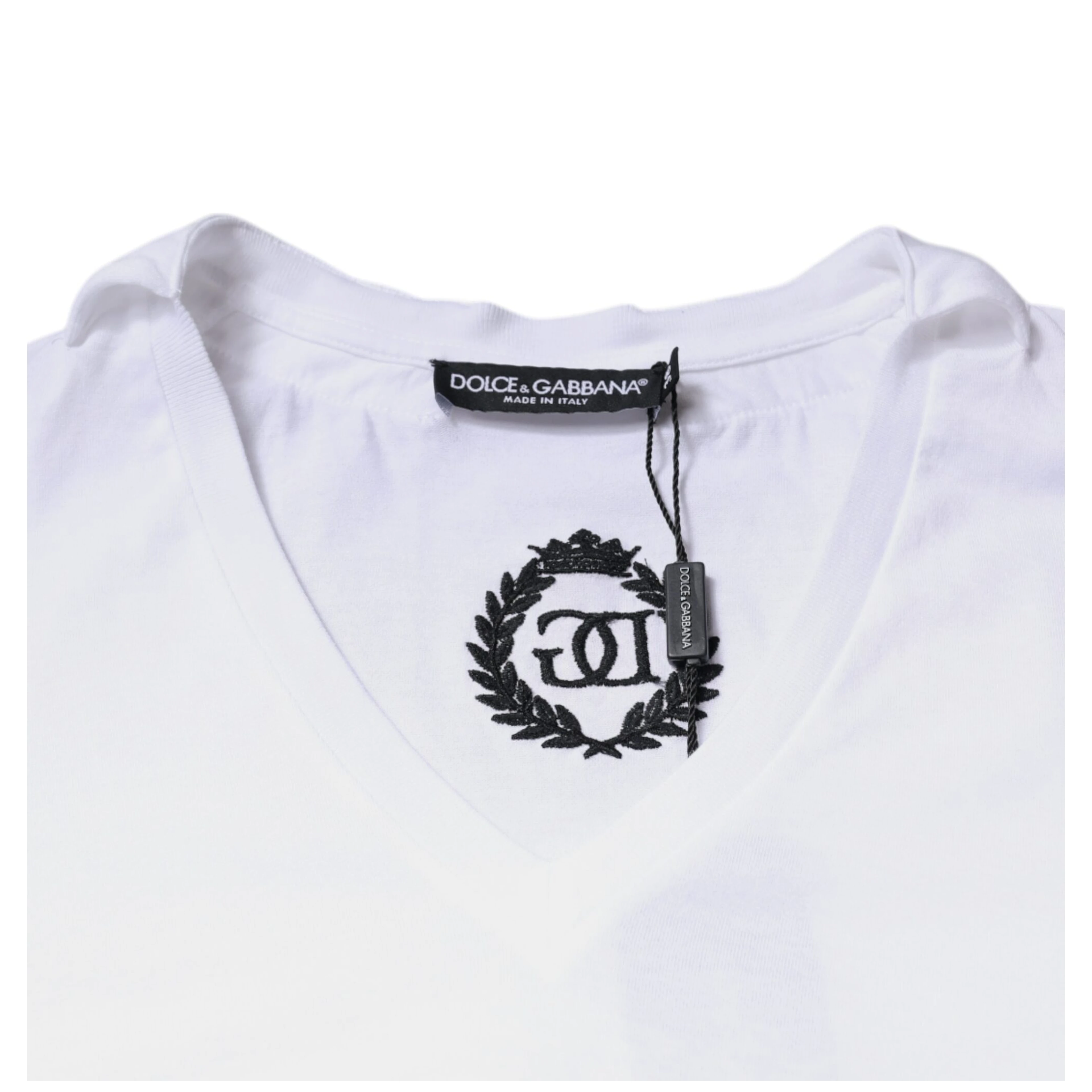 White Cotton Necklace Chain Short Sleeves T-shirt