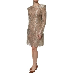 Gold Floral Lace A-line Sheath Mini Dress