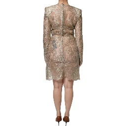 Gold Floral Lace A-line Sheath Mini Dress