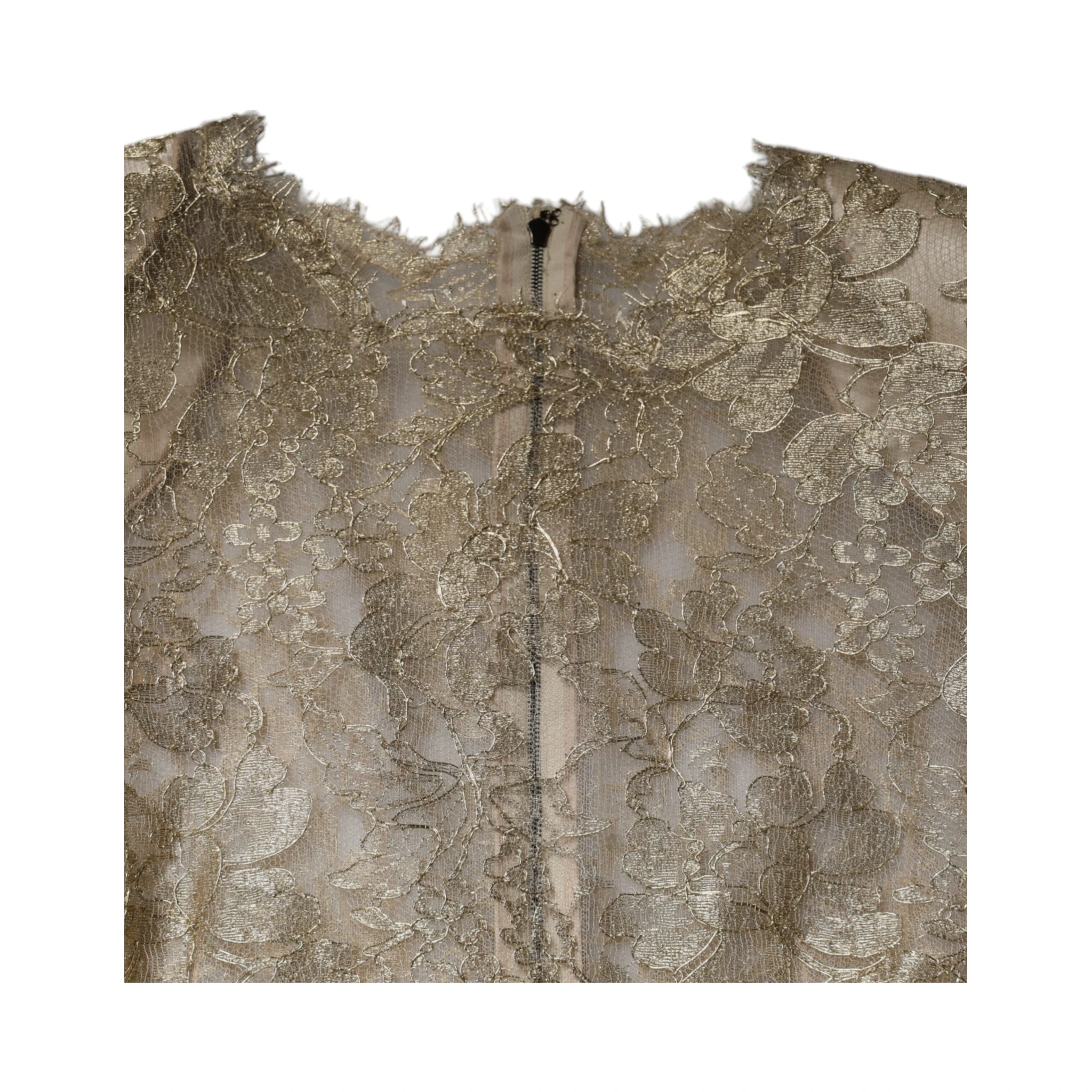 Gold Floral Lace A-line Sheath Mini Dress