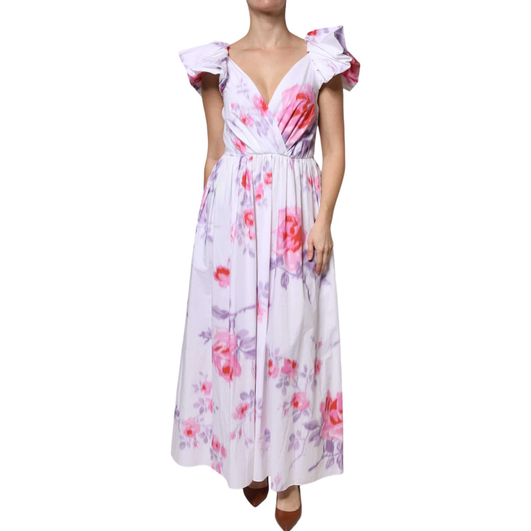 White Floral Cotton Maxi Dress