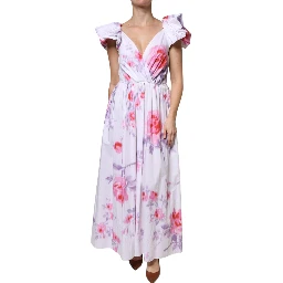 White Floral Cotton Maxi Dress