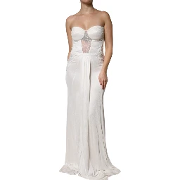 White Strapless Bustier Mermaid Gown Dress