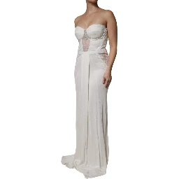 White Strapless Bustier Mermaid Gown Dress