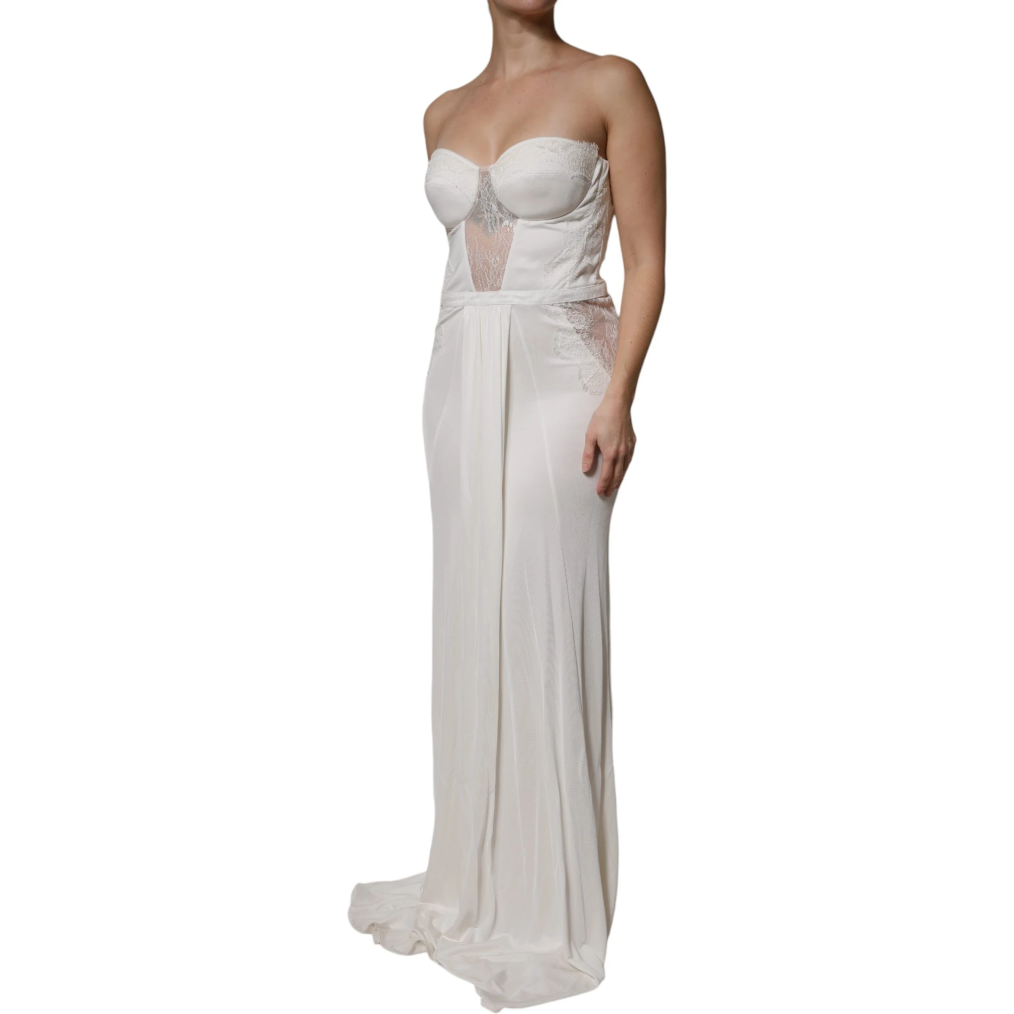 White Strapless Bustier Mermaid Gown Dress