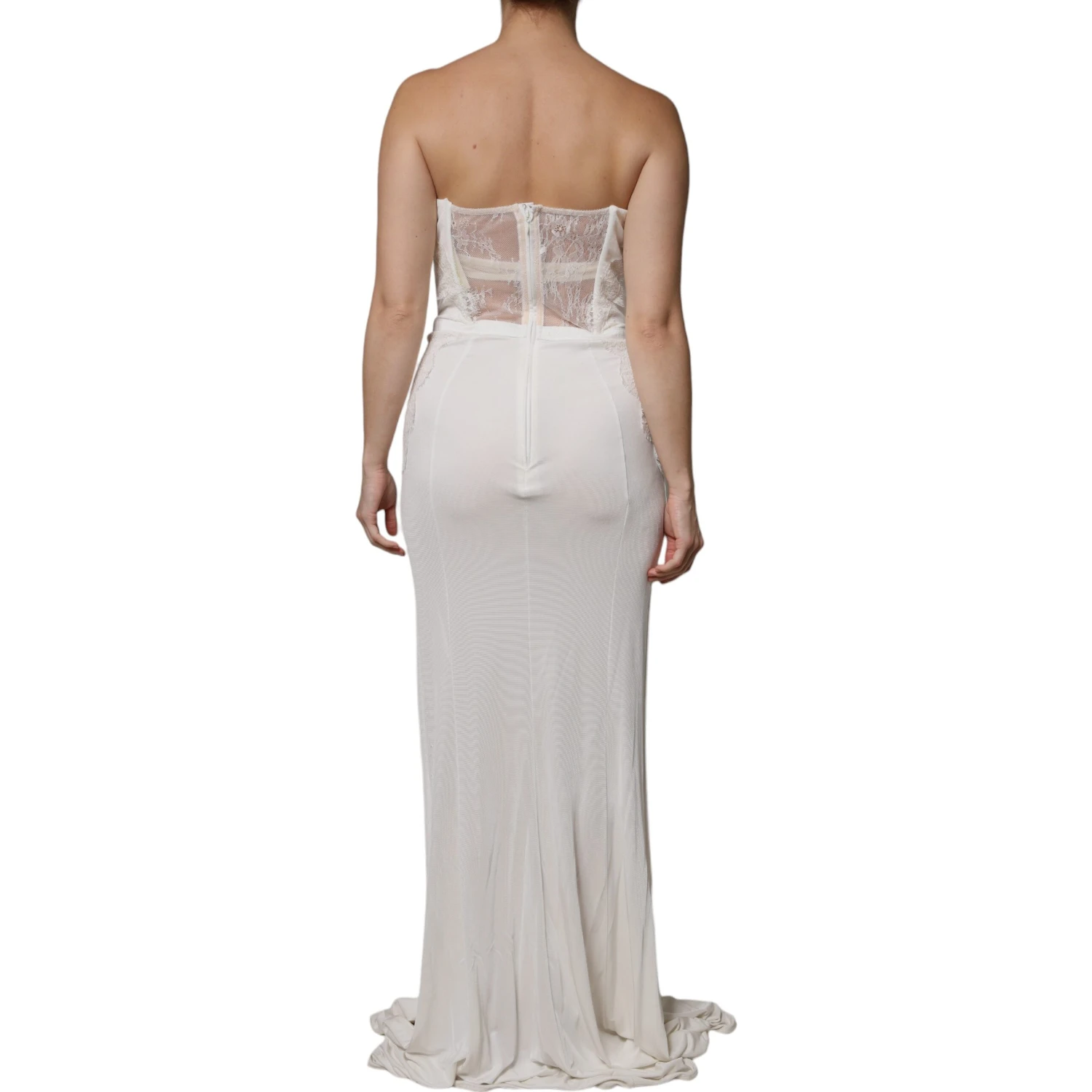 White Strapless Bustier Mermaid Gown Dress