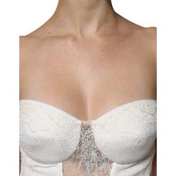 White Strapless Bustier Mermaid Gown Dress