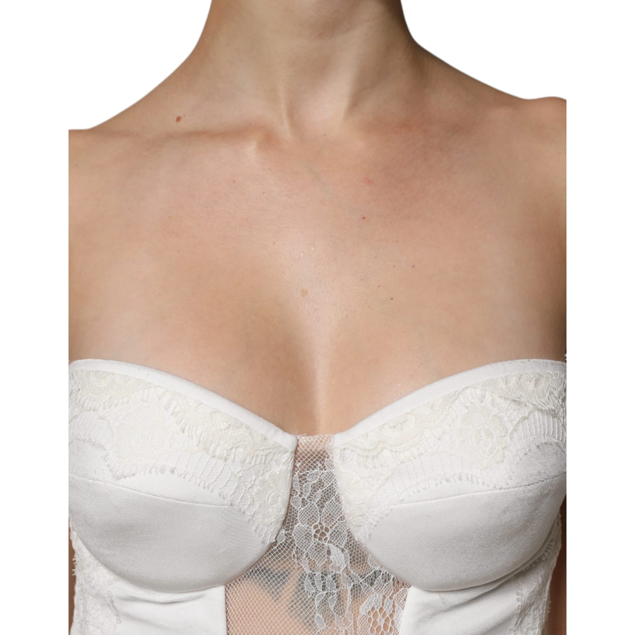 White Strapless Bustier Mermaid Gown Dress