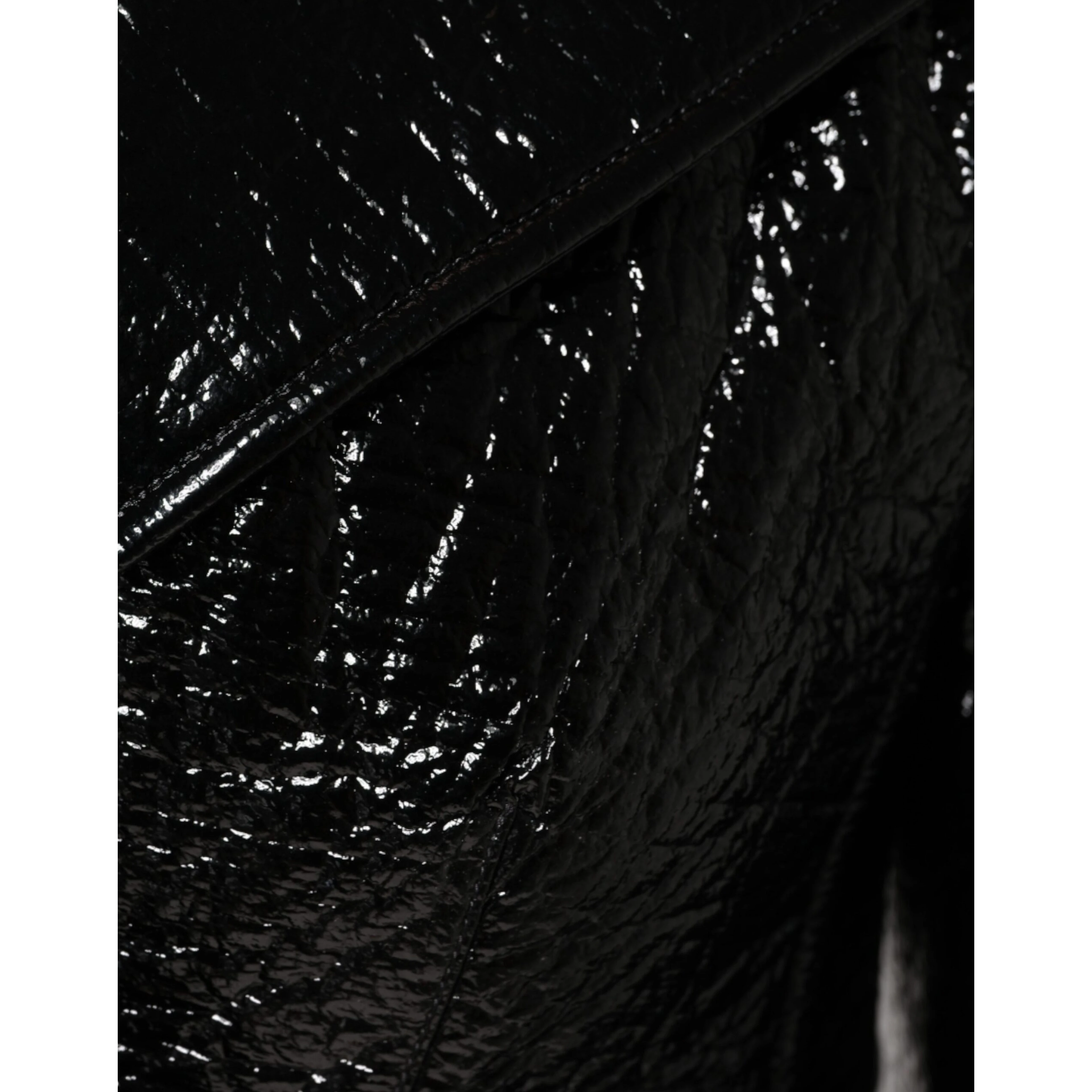 Black Leather Cropped Long Sleeve Coat Jacket