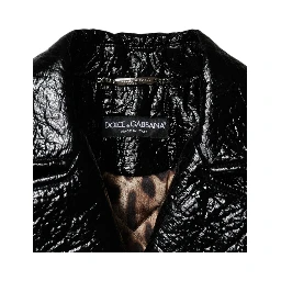 Black Leather Cropped Long Sleeve Coat Jacket