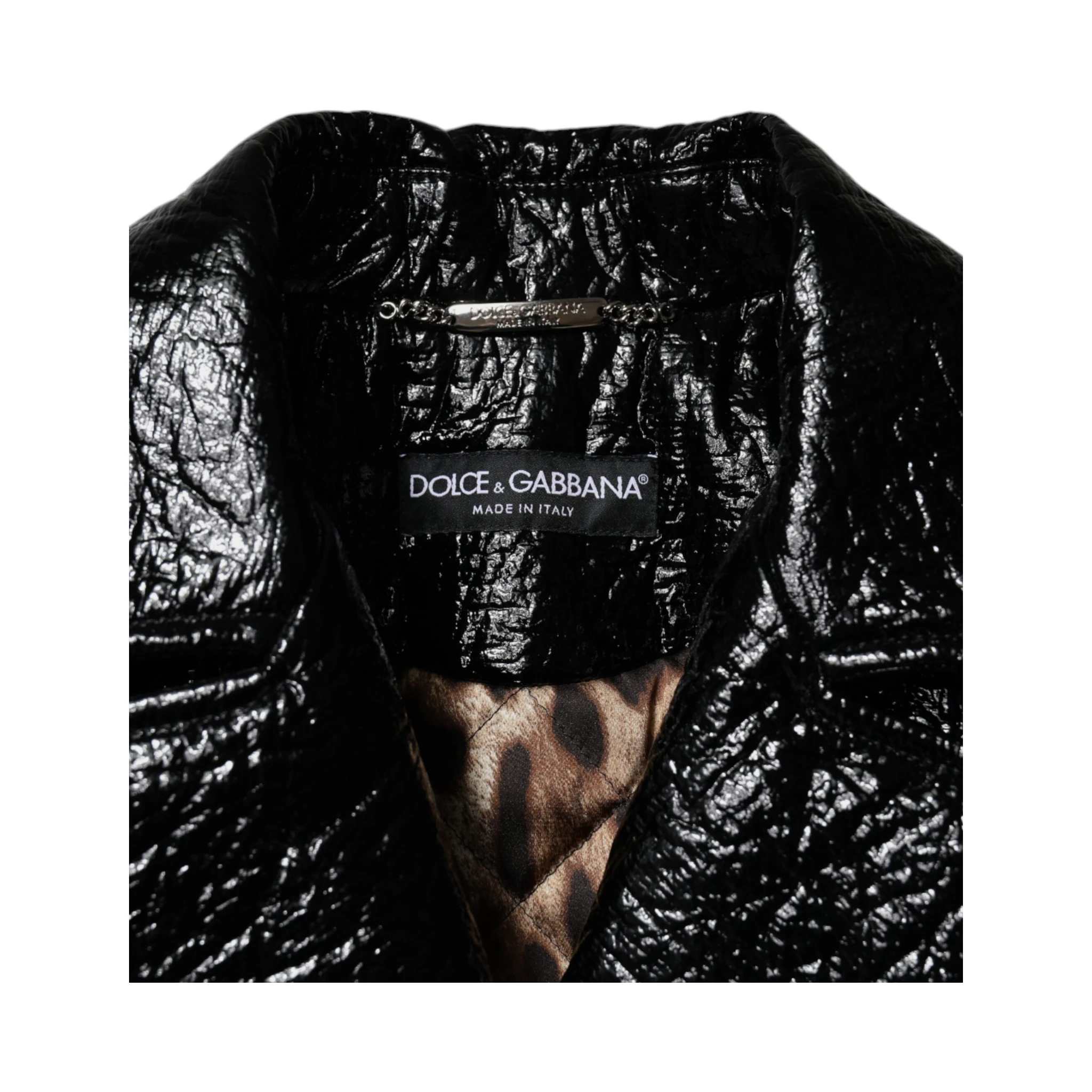 Black Leather Cropped Long Sleeve Coat Jacket